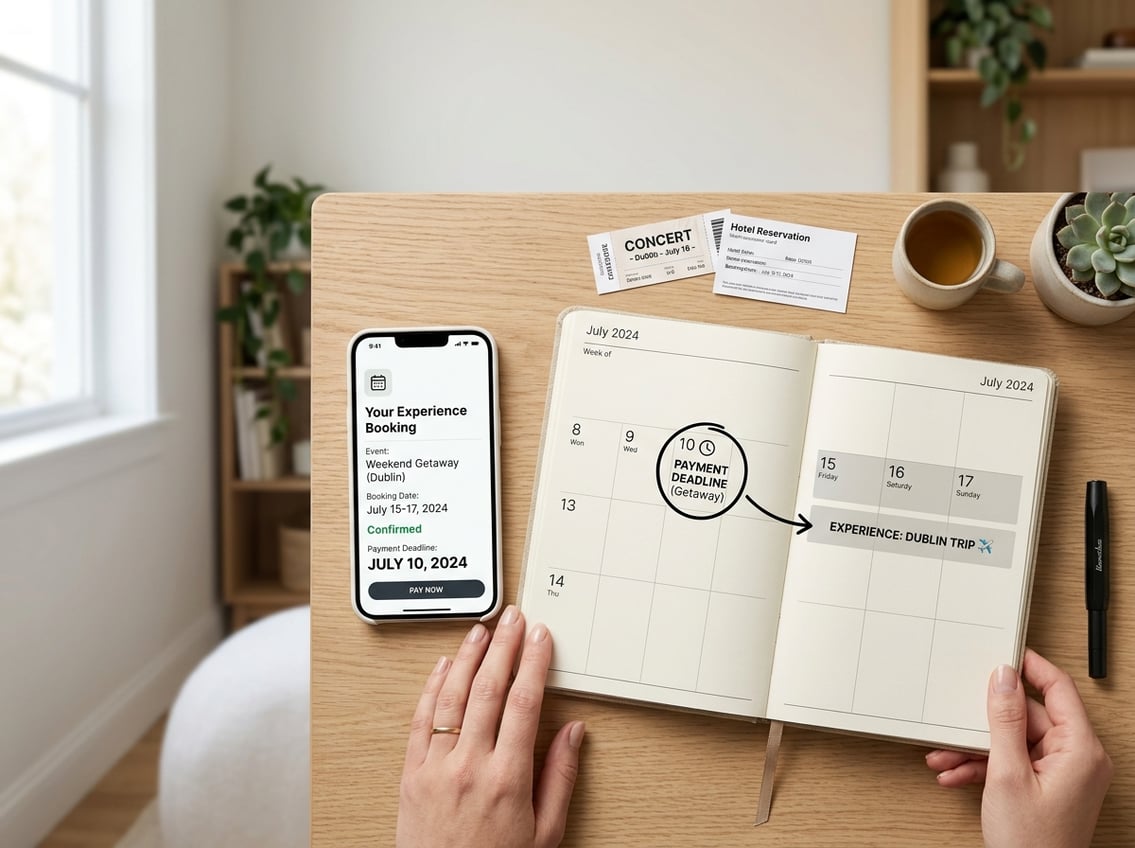 Sådan matcher du betalingsfristen med datoen for din oplevelse
